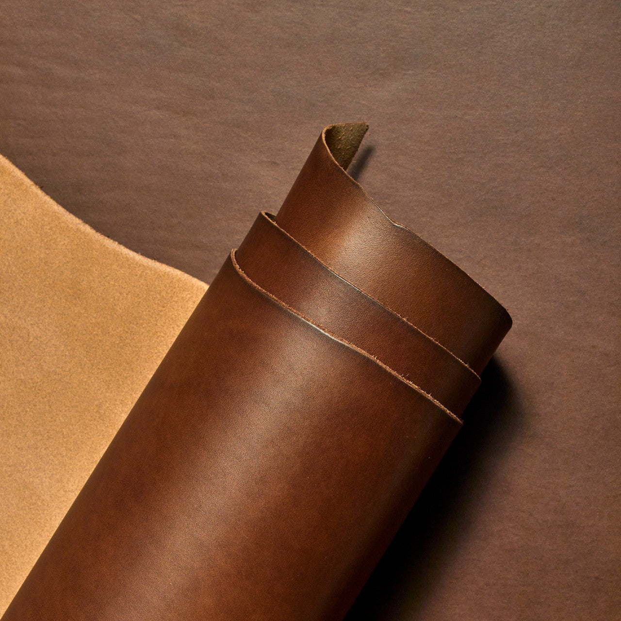 Hand-dyed Vachetta leather texture