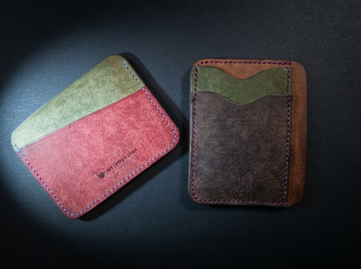 Portrait and Landscape Card Holders together showing front exterior with Art by Steph Chan stamp