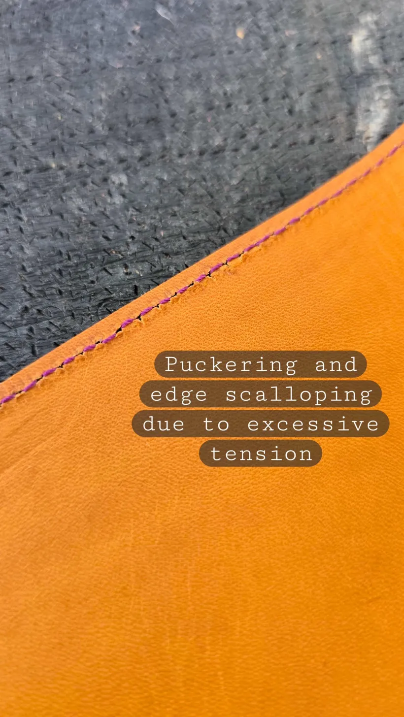 Journal on arrival showing puckering and edge scalloping from excessive tension